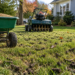 Mowing after overseeing and aeration