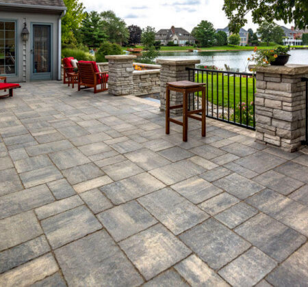 Patio overlooking pond